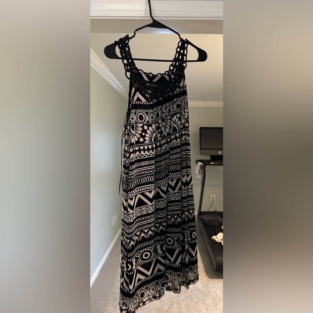 INC International Concepts Black and White Geometric Maxi Dress